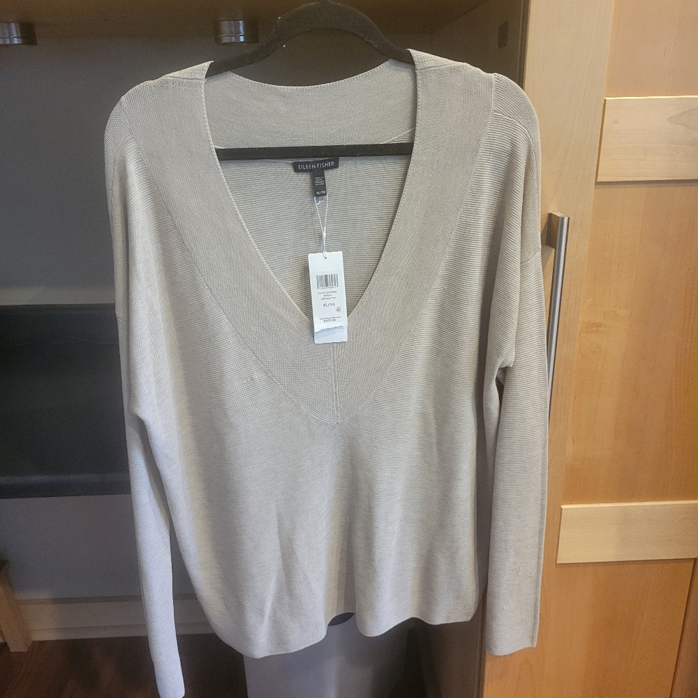 Eileen Fischer - Tan Tencel Silk Sweater